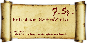 Frischman Szofrónia névjegykártya